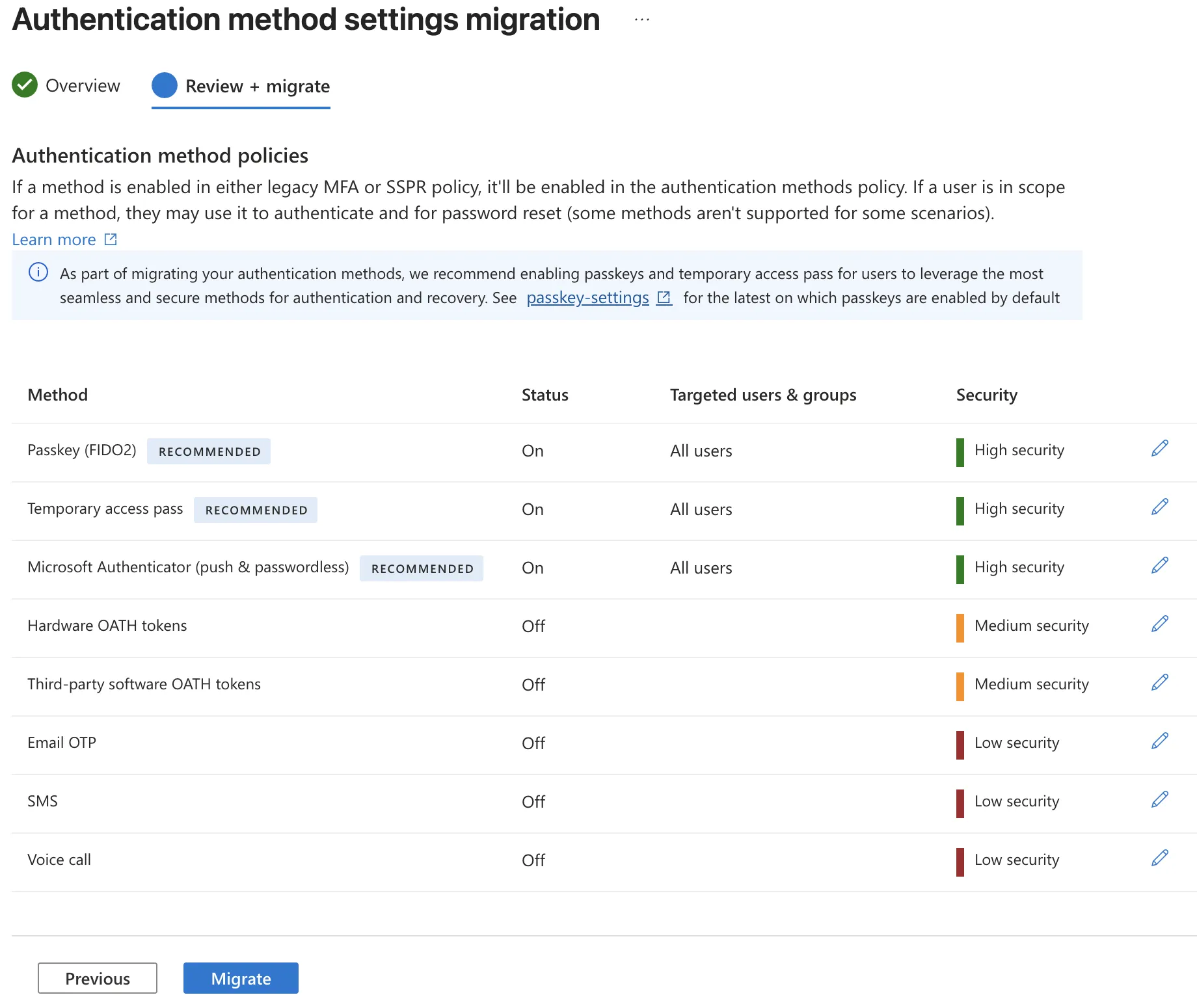Migration Setting