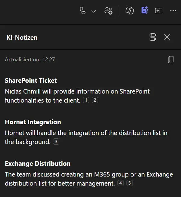 Microsoft Copilot Facilitator AI Agent Chat Summary